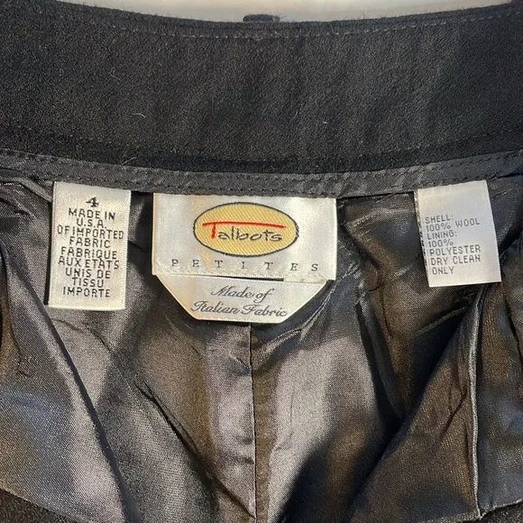 Talbots 100% Italian Wool Black Pants Made in USA Fully Lined‎ Trouser Size 4P - Picture 3 of 14